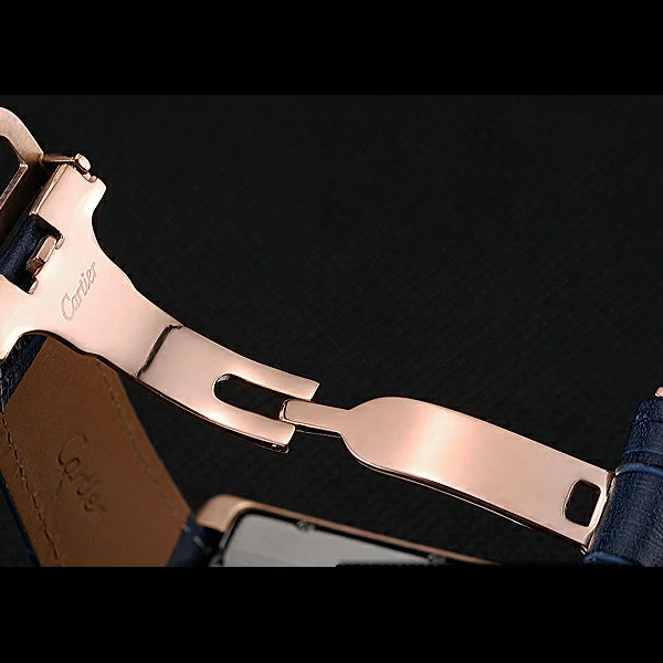 Cartier Tank MC White Dial Gold Case Blue Leather Strap new60466
