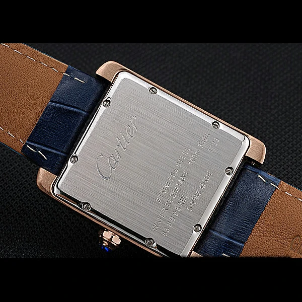 Cartier Tank MC White Dial Gold Case Blue Leather Strap new60466