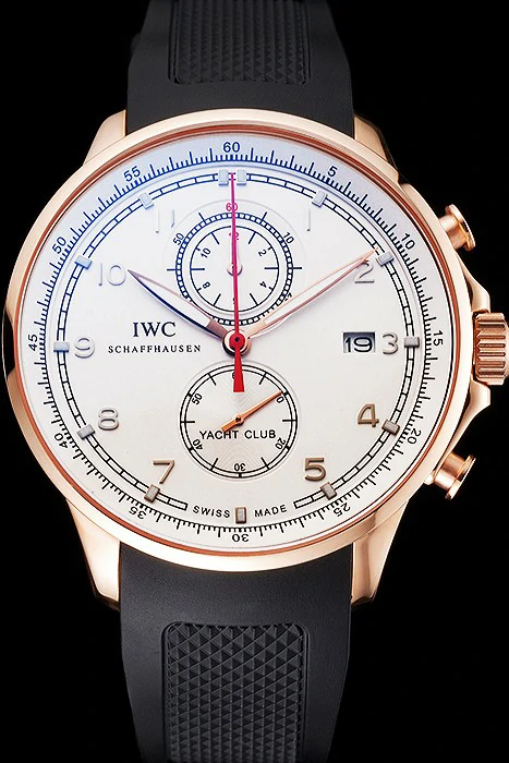 IWC Portugieser Yacht Club White Dial Rose Gold Case Black Rubber Strap new121929