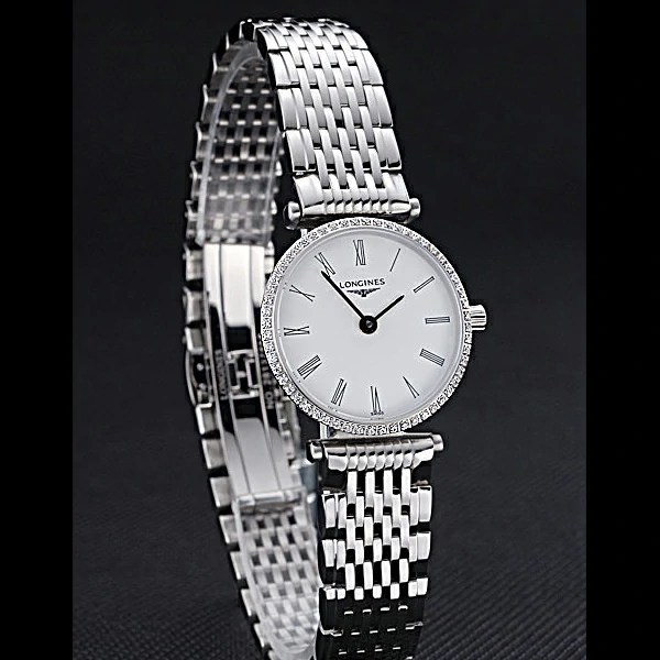 Longines La Grande Classique Stainless Steel White Dial Diamond Bezel Femme new60011