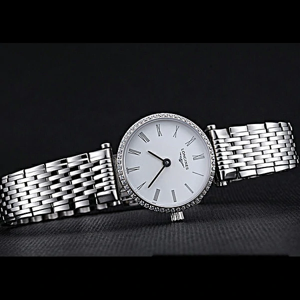 Longines La Grande Classique Stainless Steel White Dial Diamond Bezel Femme new60011