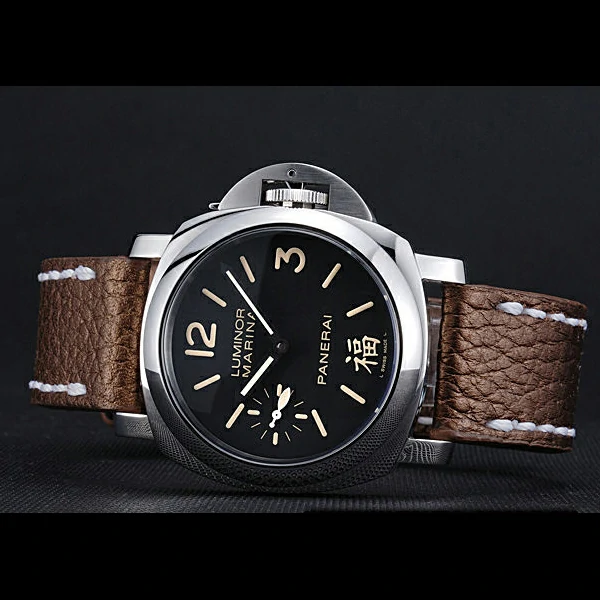 Panerai Luminor Marina Stainless Steel Bezel Brown Leather Bracelet new60210
