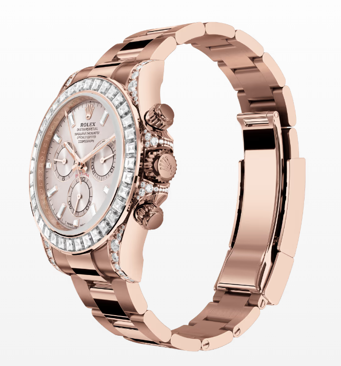 Replica Rolex Cosmograph Daytona Sundust Dial 40MM Diamond Bezel Rose Gold Watch