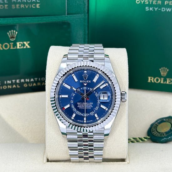 Rolex Replica Watch Sky-Dweller, 42mm, Oystersteel and 18k White Gold, Blue, Jubilee, 336934-0006